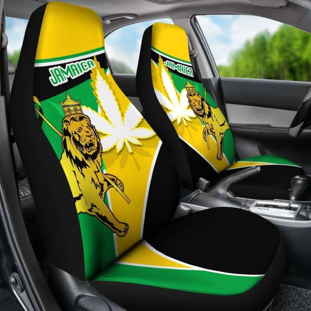 Jamaica Lion Car Seat Covers Flag Version Amazing