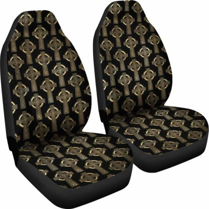 Celtic Cross Black And Gold Colored Car Seat Covers Seat Protectors
