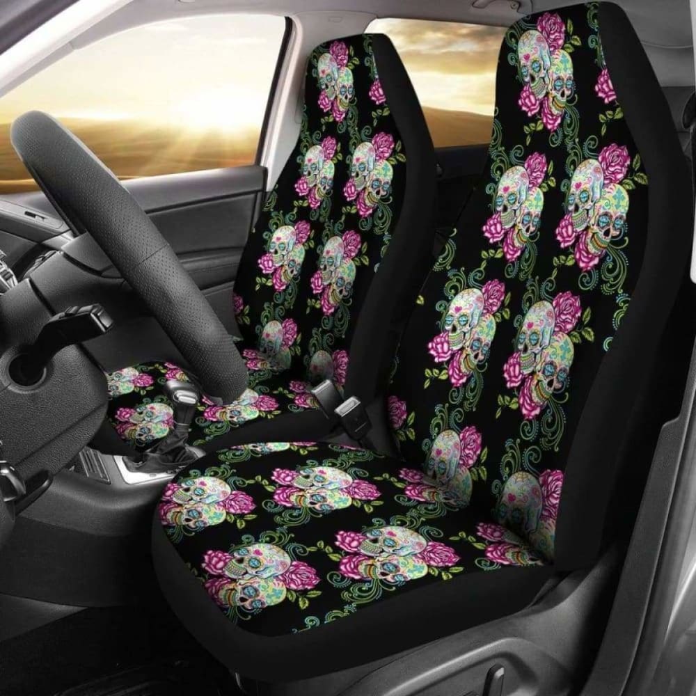 Set Of Pcs Sugar Skull Floral Car Seat Cover