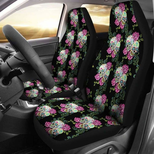 Set Of Pcs Sugar Skull Floral Car Seat Cover