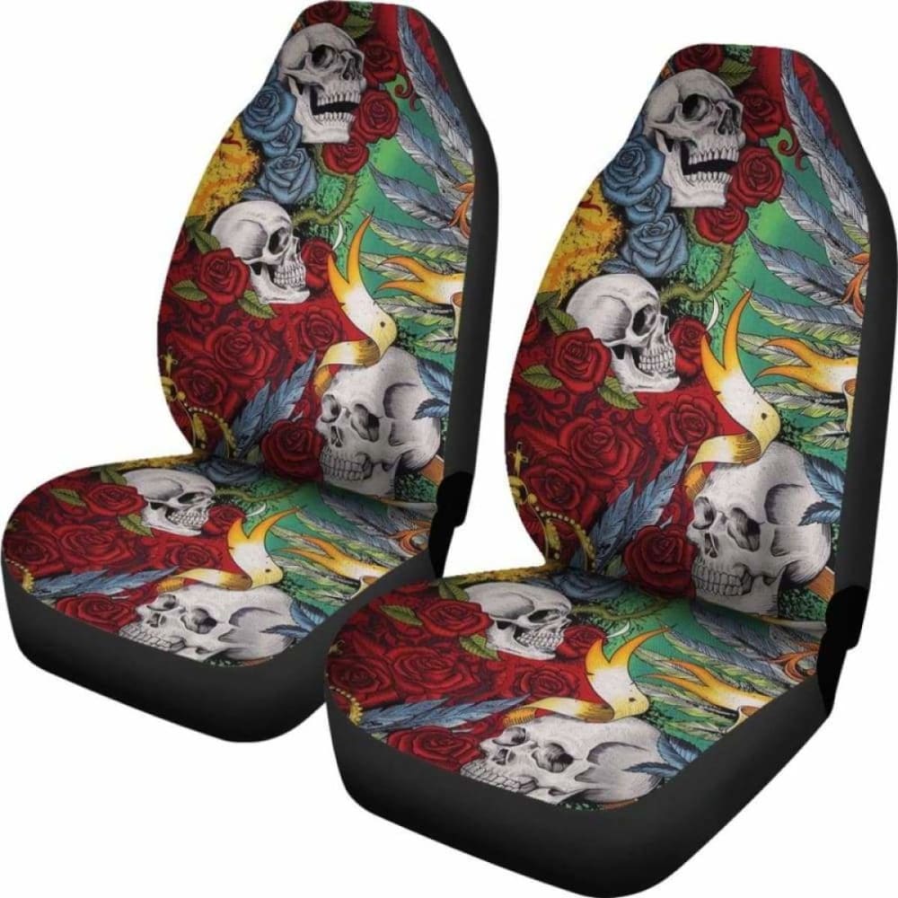 Set Of Skull King Queen Car Seat Covers