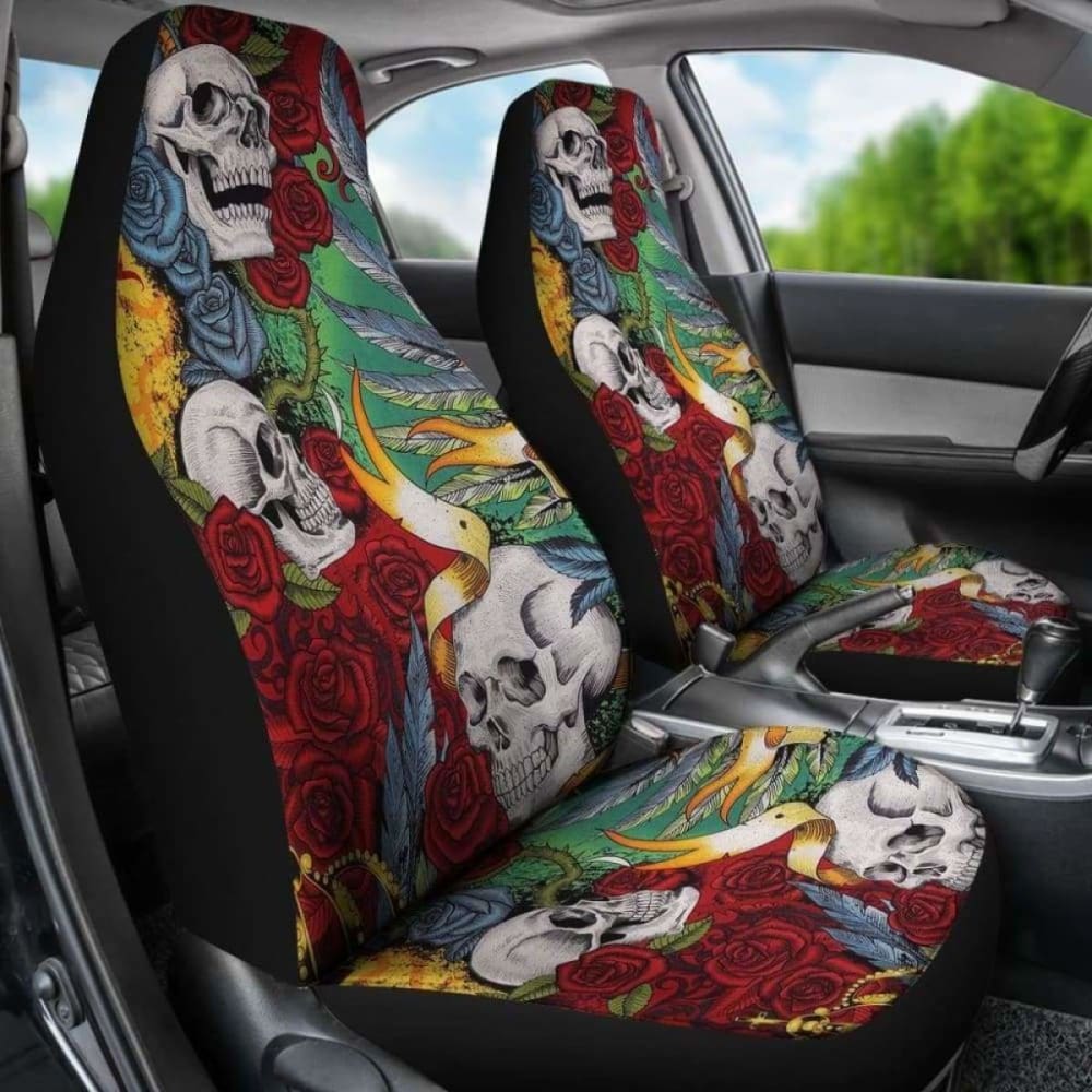 Set Of Skull King Queen Car Seat Covers
