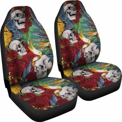 Set Of Skull King Queen Car Seat Covers