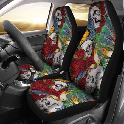 Set Of Skull King Queen Car Seat Covers