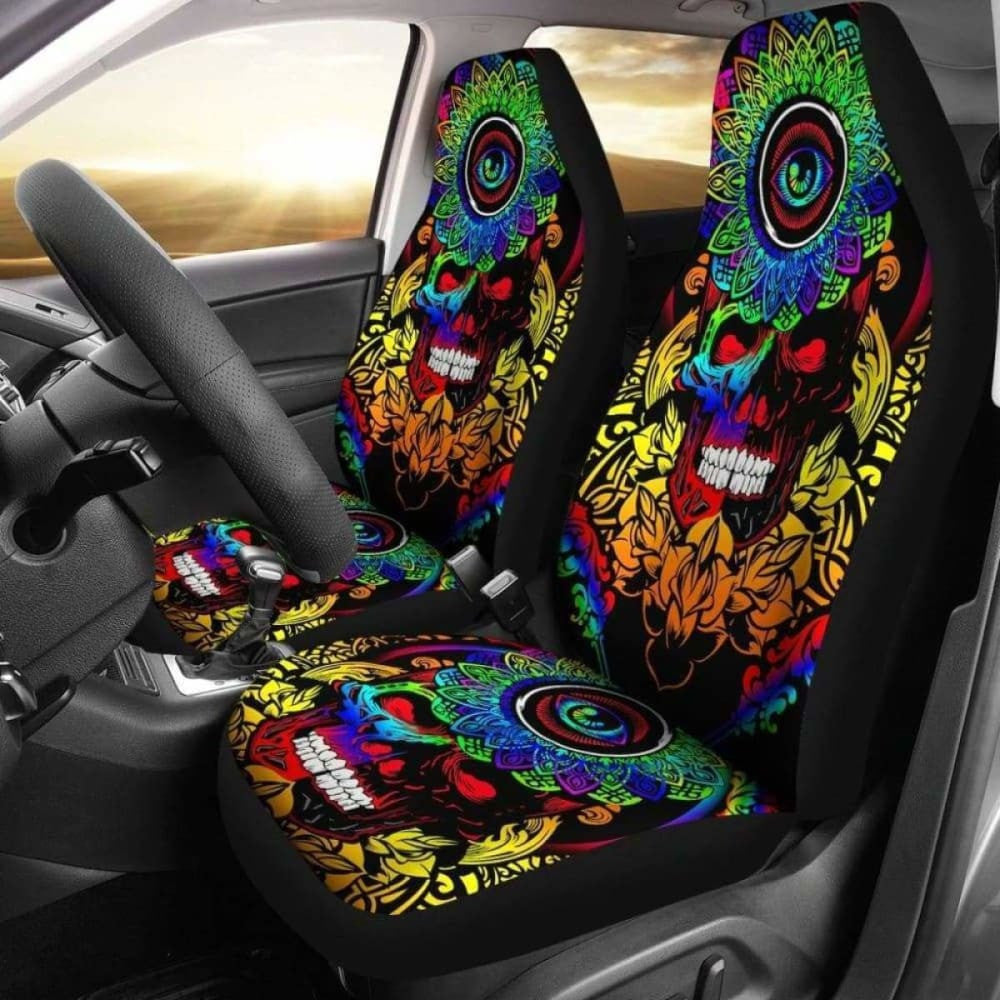 Set Of Pcs Sugar Skull Car Seat Covers