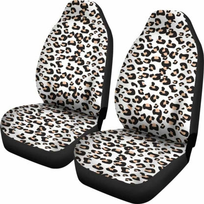 White Leopard Print Car Seat Covers