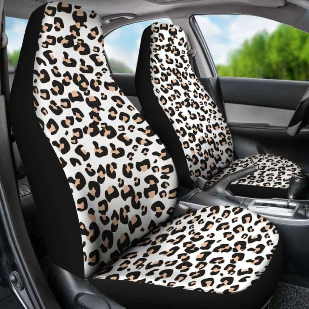White Leopard Print Car Seat Covers
