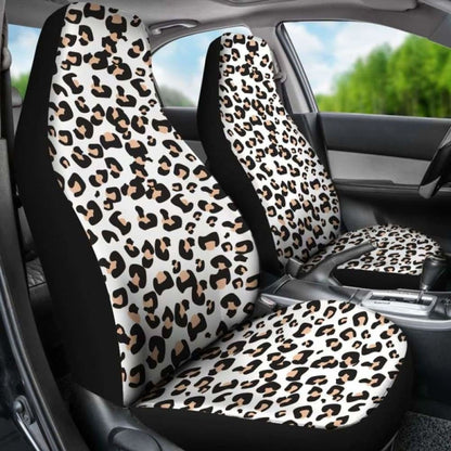 White Leopard Print Car Seat Covers