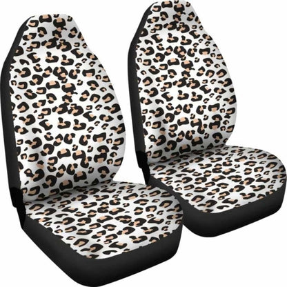 White Leopard Print Car Seat Covers