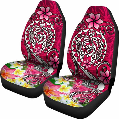 Polynesian Car Seat Covers - Turtle Plumeria Pink Color -