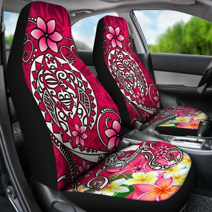 Polynesian Car Seat Covers - Turtle Plumeria Pink Color -