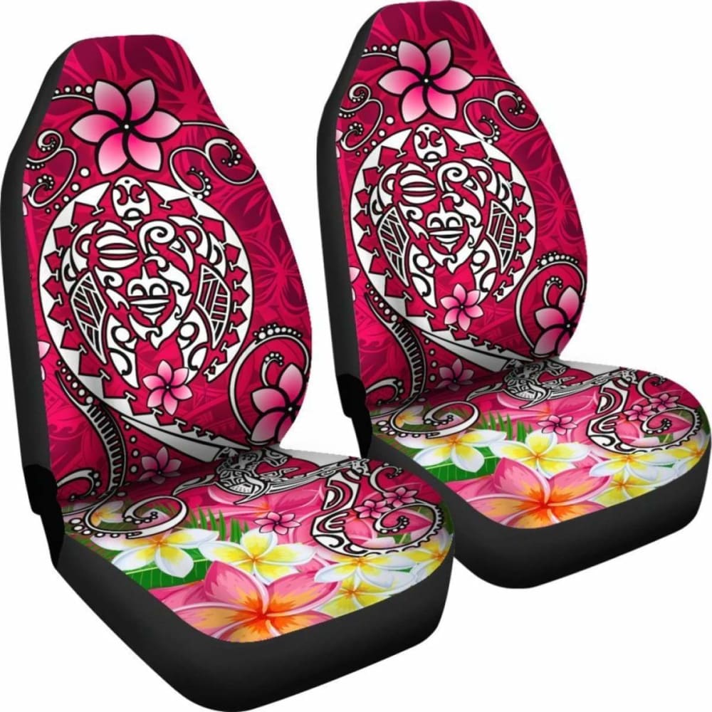 Polynesian Car Seat Covers - Turtle Plumeria Pink Color -