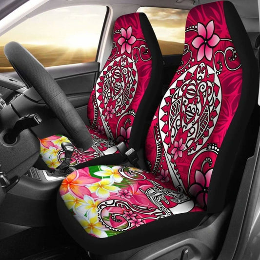 Polynesian Car Seat Covers - Turtle Plumeria Pink Color -