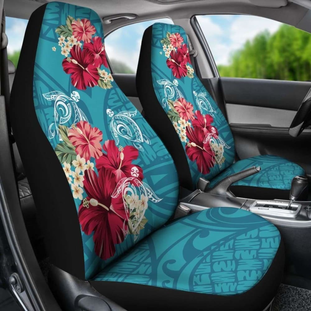 Hawaii Turtle Hibiscus Plumeria Blue Polynesian - Car Seat Cover New Awesome