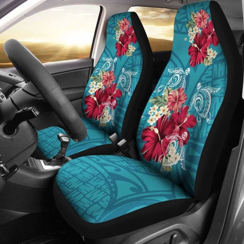 Hawaii Turtle Hibiscus Plumeria Blue Polynesian - Car Seat Cover New Awesome