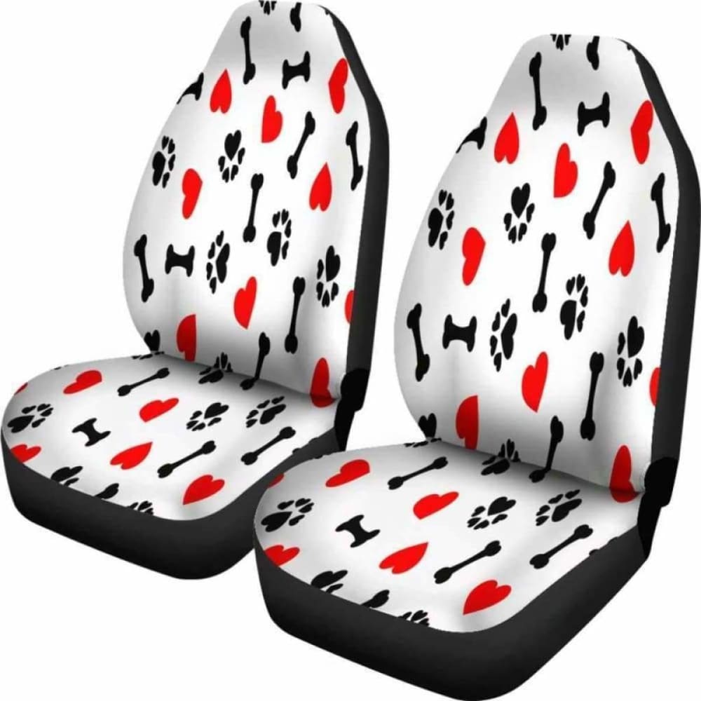 Dog Paw Bones Heart Car Seat Covers Awesome