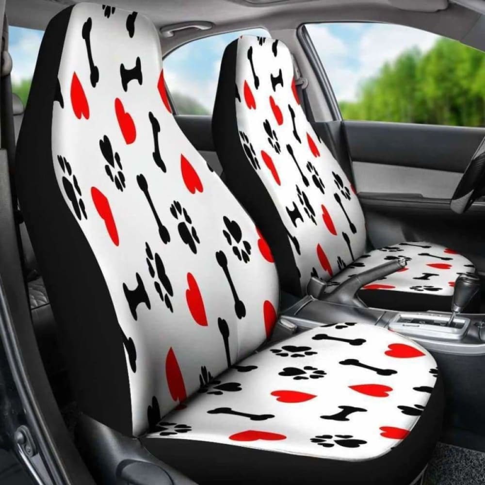 Dog Paw Bones Heart Car Seat Covers Awesome