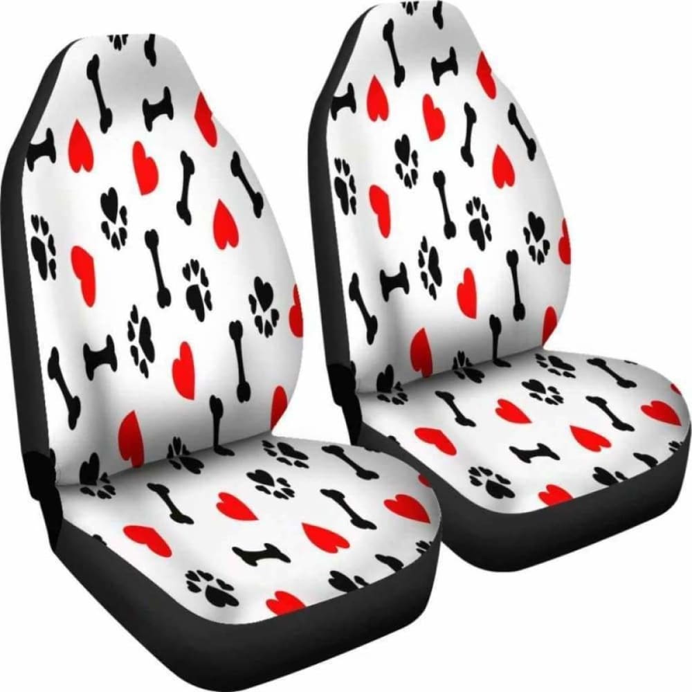 Dog Paw Bones Heart Car Seat Covers Awesome