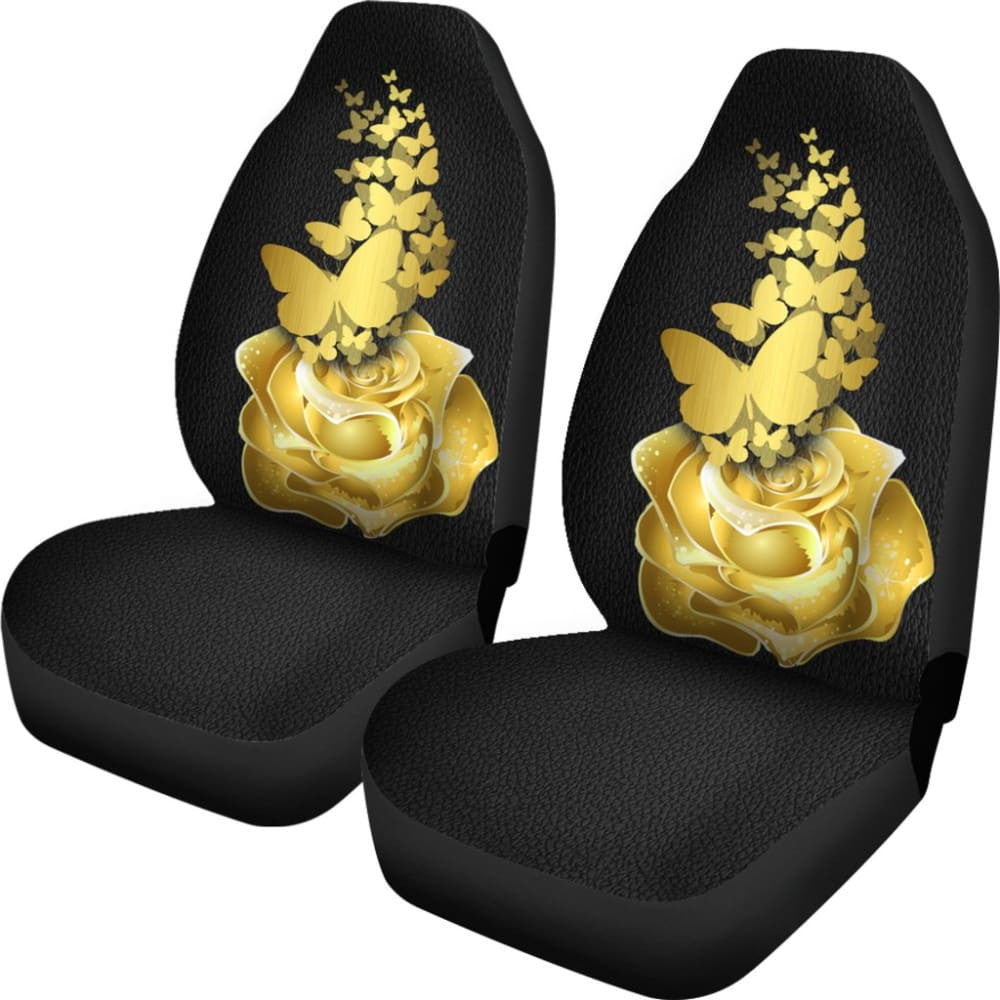 Amazing Golden Rose and Butterfly Car Seat Covers