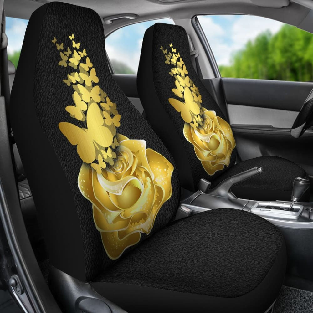 Amazing Golden Rose and Butterfly Car Seat Covers