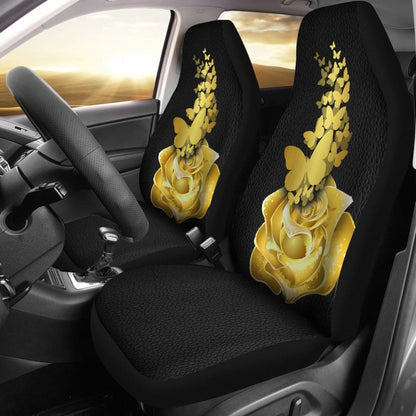 Amazing Golden Rose and Butterfly Car Seat Covers