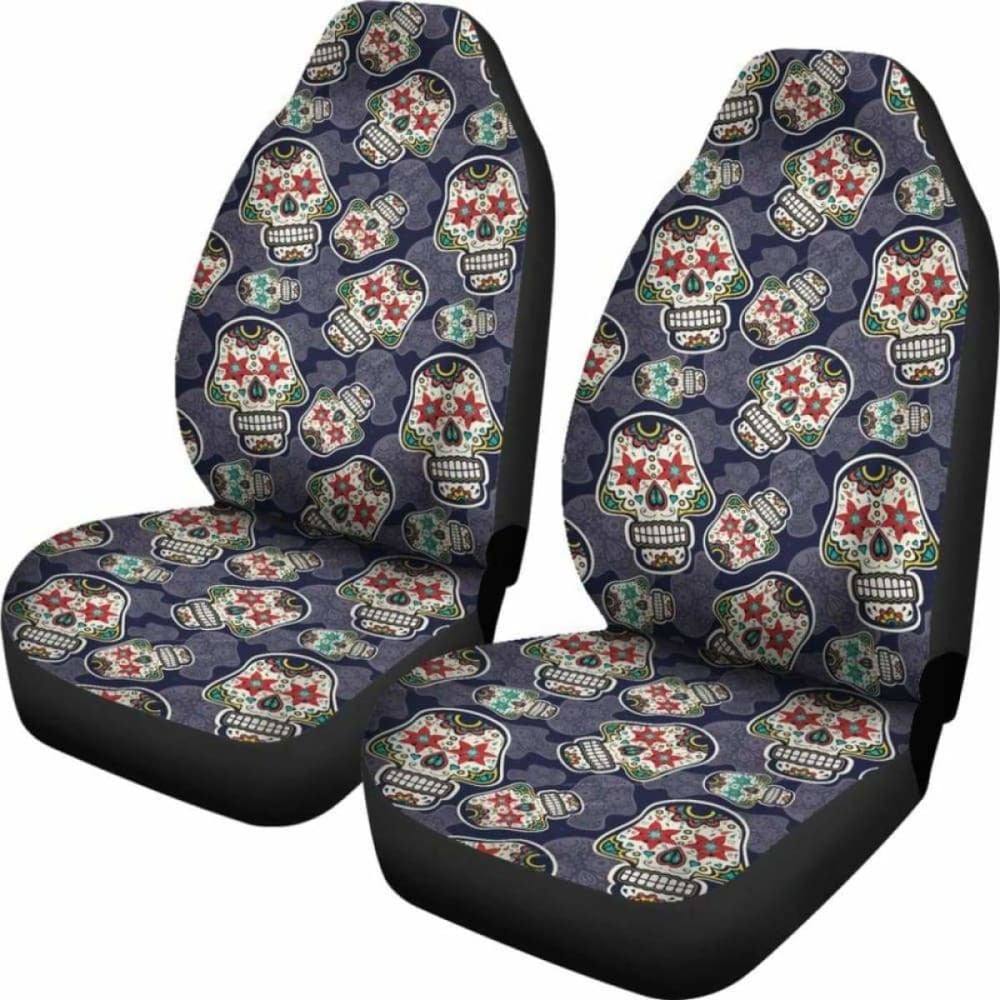 Set Seat Cover Sugar Skulls - Day Of The Dead Seat Cover