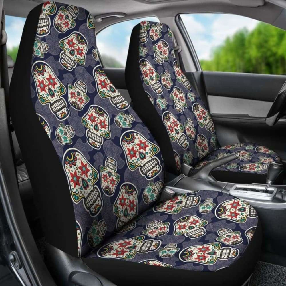 Set Seat Cover Sugar Skulls - Day Of The Dead Seat Cover