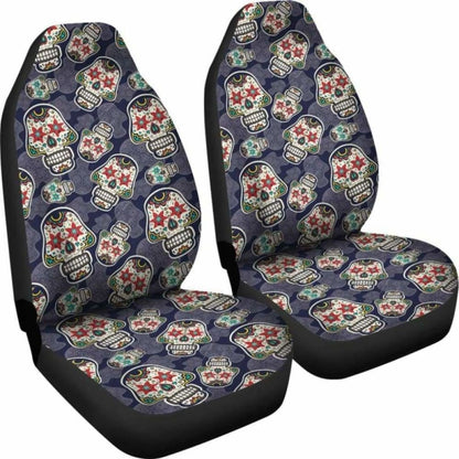 Set Seat Cover Sugar Skulls - Day Of The Dead Seat Cover