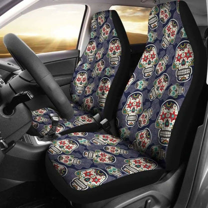 Set Seat Cover Sugar Skulls - Day Of The Dead Seat Cover