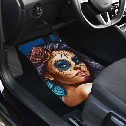 Calavera Girl - Blue - Front and Back Car Floor Mats