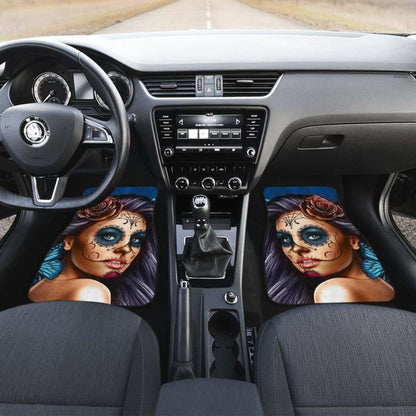 Calavera Girl - Blue - Front and Back Car Floor Mats
