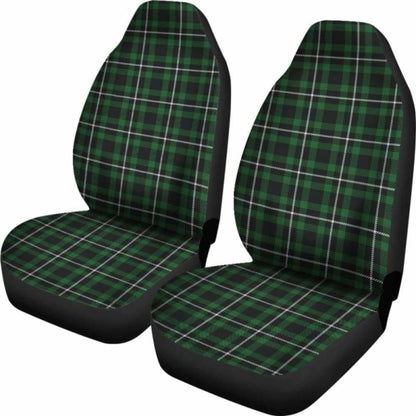 Dark Green And White  Plaid Tartan Scottish Car Seat Covers