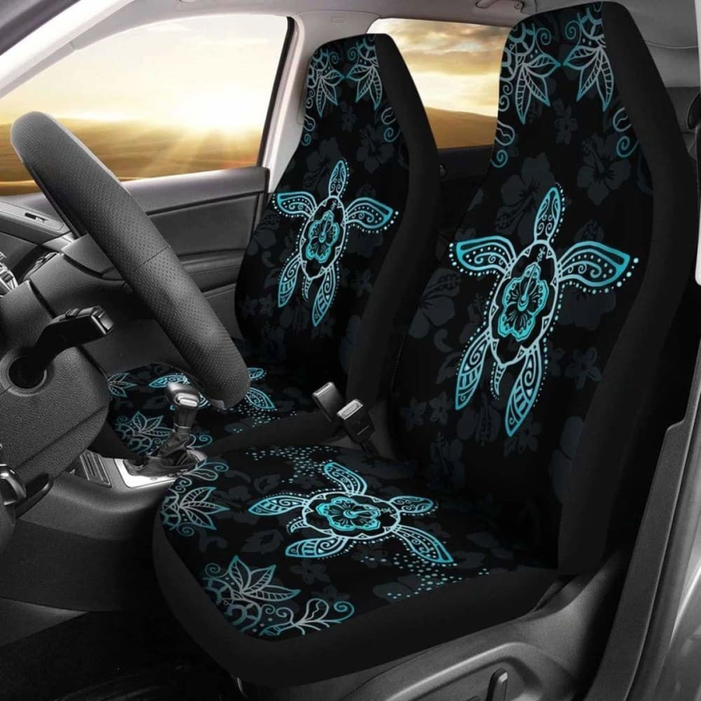 Hawaii Blue Turtle And Hibiscus Car Seat Covers - New
