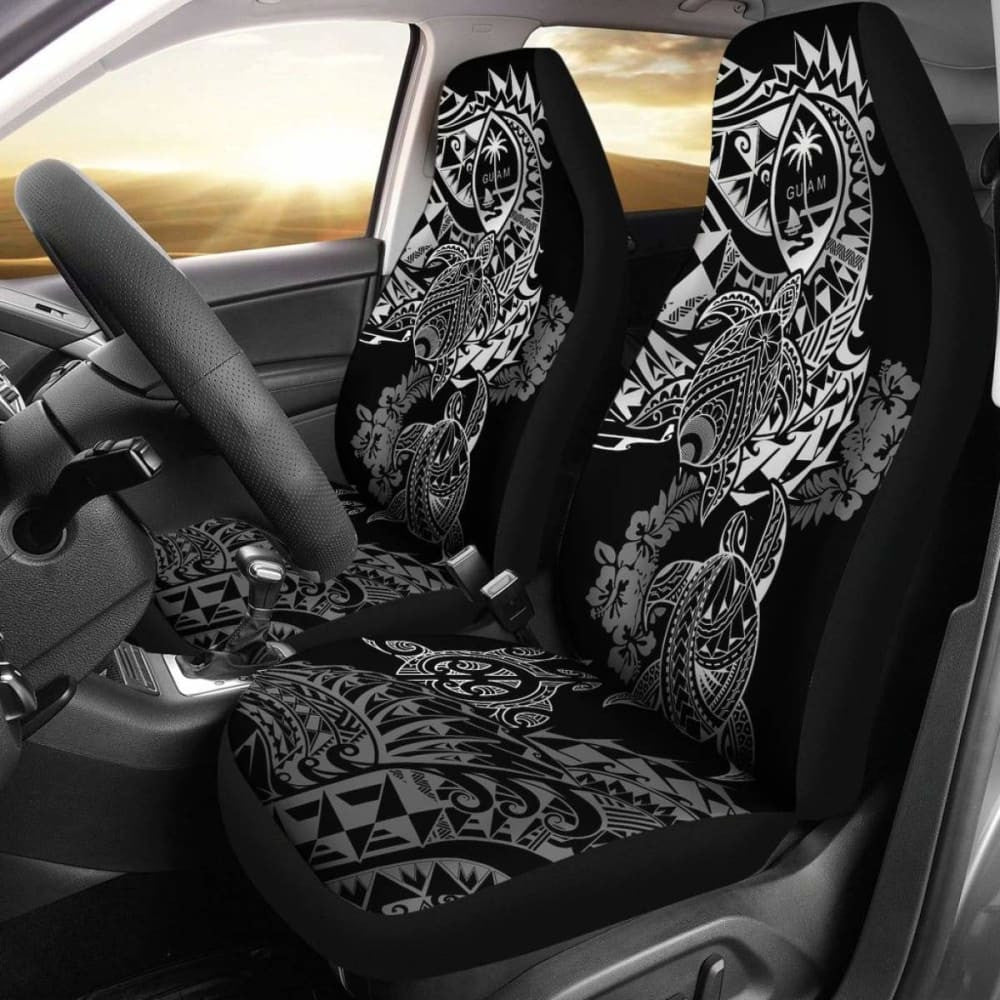 Guam Polynesian Car Seat Covers - White Turtle Flowing - Amazing