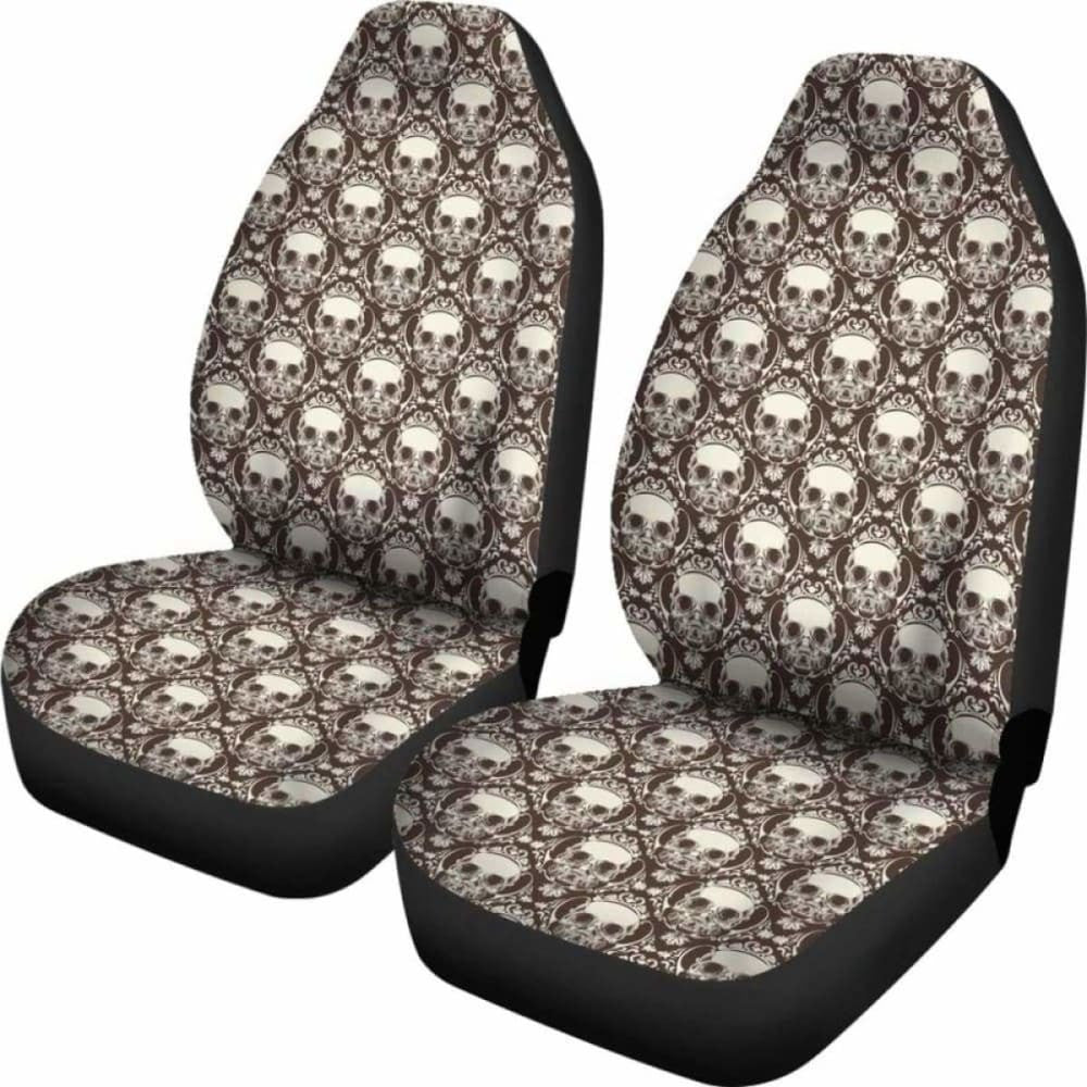 Set Pcs Floral Sugar Skull Day Of The Dead Skull Car Seat Covers