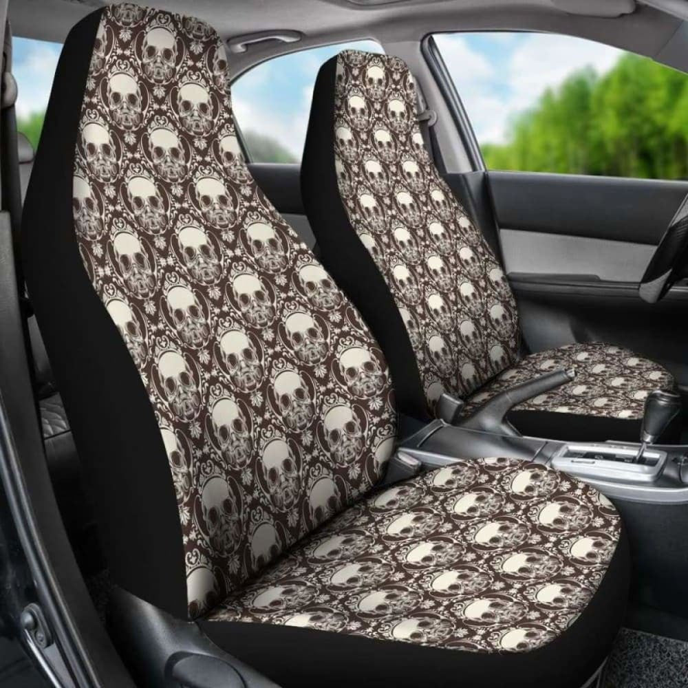 Set Pcs Floral Sugar Skull Day Of The Dead Skull Car Seat Covers