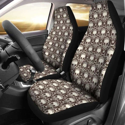Set Pcs Floral Sugar Skull Day Of The Dead Skull Car Seat Covers