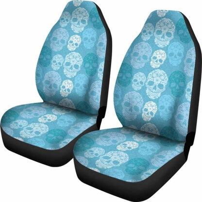 Set Of Pcs - Skull Gothic Horror Flaming Fire Halloween Skull Car Seat Covers
