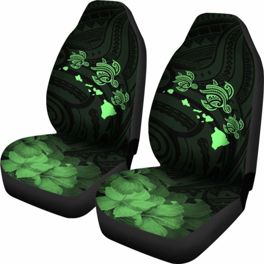 Hawaii Hibiscus Map Polynesian Ancient Green Turtle Car Set Covers - New - Awesome