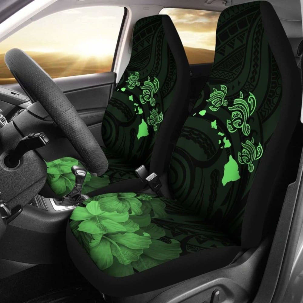 Hawaii Hibiscus Map Polynesian Ancient Green Turtle Car Set Covers - New - Awesome