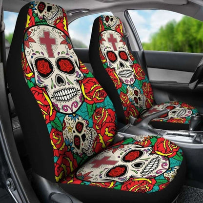 Sugar Skull Red Rose Seat Covers