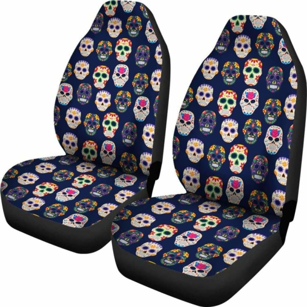 Set Of Pcs Sugar Skull Day Of The Dead Car Seat Covers