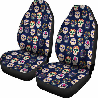 Set Of Pcs Sugar Skull Day Of The Dead Car Seat Covers
