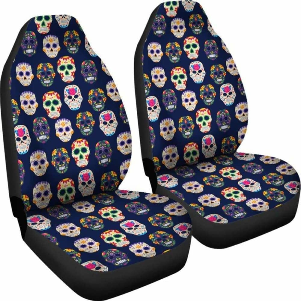 Set Of Pcs Sugar Skull Day Of The Dead Car Seat Covers