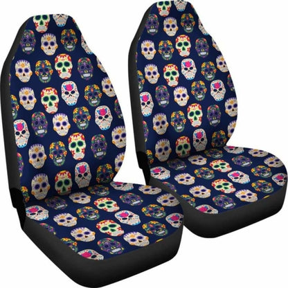 Set Of Pcs Sugar Skull Day Of The Dead Car Seat Covers