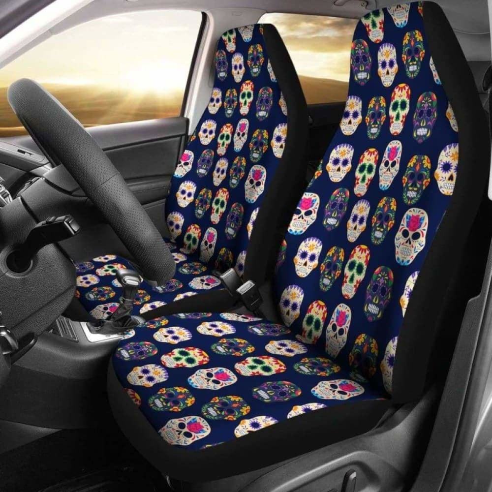 Set Of Pcs Sugar Skull Day Of The Dead Car Seat Covers
