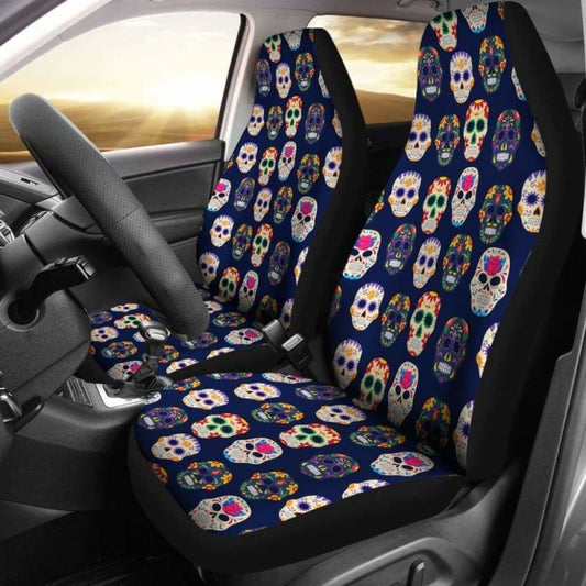 Set Of Pcs Sugar Skull Day Of The Dead Car Seat Covers
