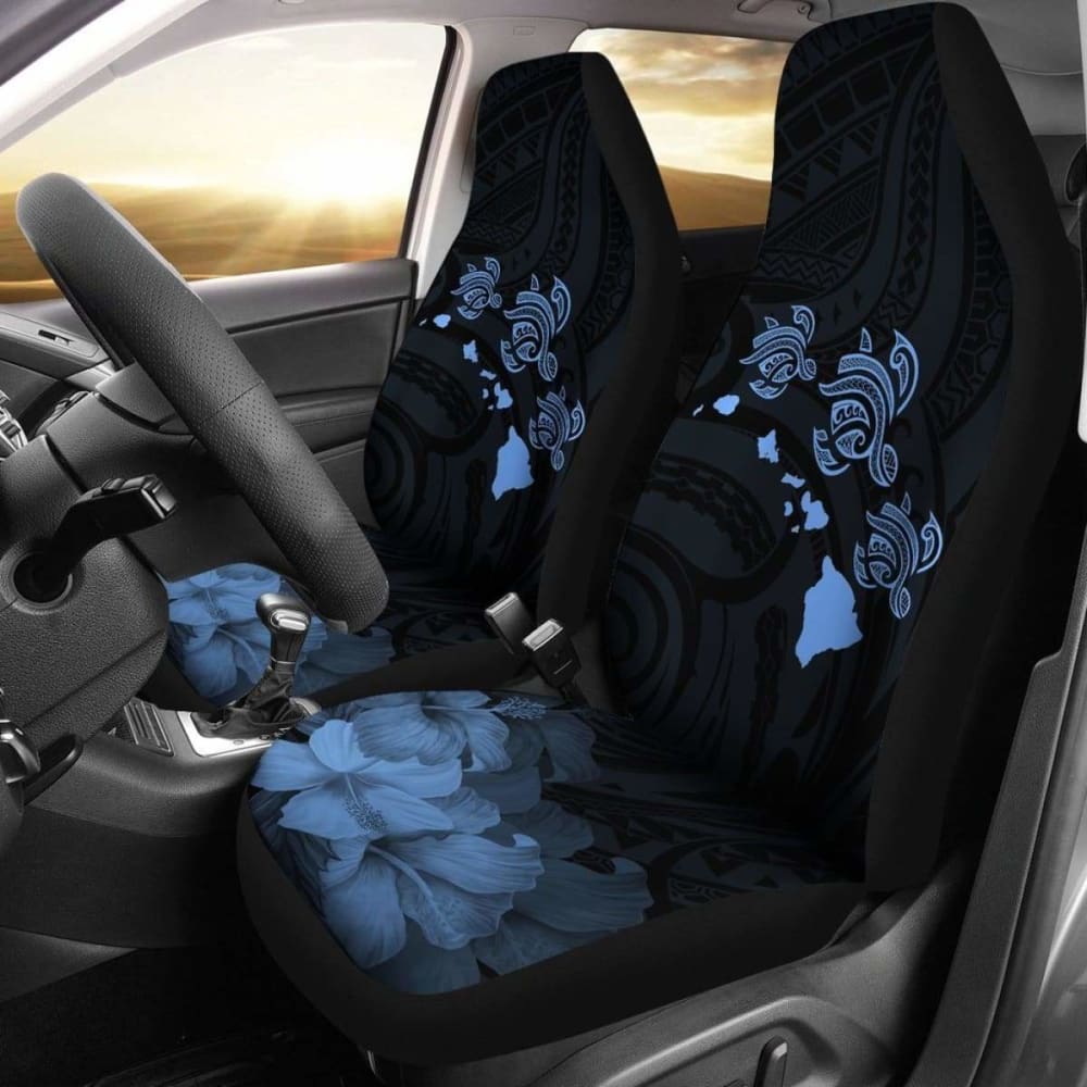 Hawaii Hibiscus Map Polynesian Ancient Blue Turtle Car Set Covers - New - Awesome