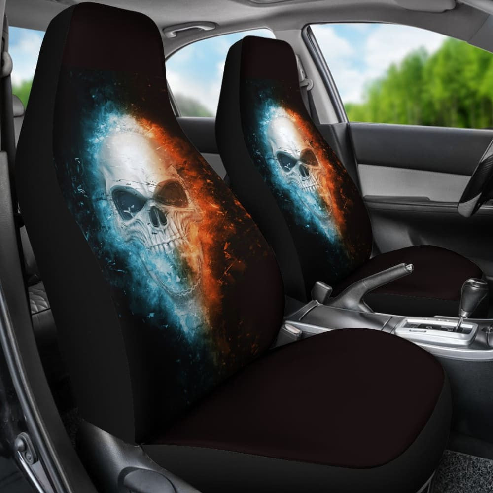 Fire and Ice Skull Car Seat Covers