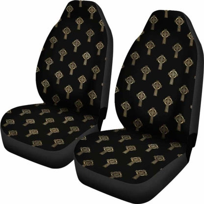 Celtic Cross Black And Gold Car Seat Covers